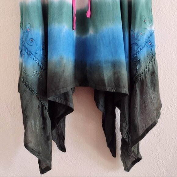 NWT Vintage L.S.I. Beaded Embroidered Tie Dye Corset Tank 2X Ombre Y2K Fairycore - Picture 5 of 11